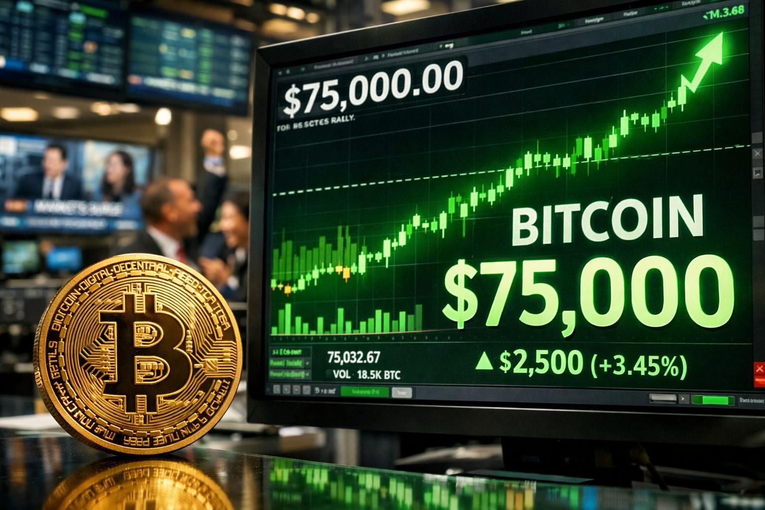 bitcoin menembus angka 75.000 dolar, mencerminkan optimisme yang kuat di pasar global yang terus meningkat.