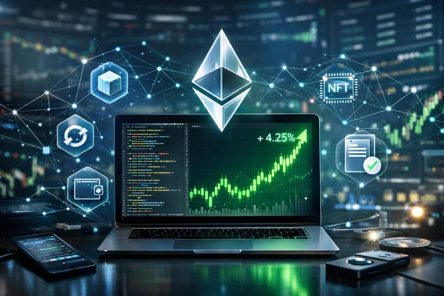 ethereum mengalami kenaikan lebih dari 4 persen dalam 24 jam terakhir, didorong oleh peningkatan aktivitas aplikasi terdesentralisasi yang semakin pesat.