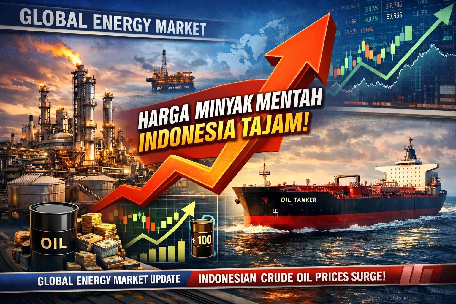harga minyak mentah indonesia naik mencapai 102,26 dolar per barel, mencerminkan tren kenaikan pasar energi global.