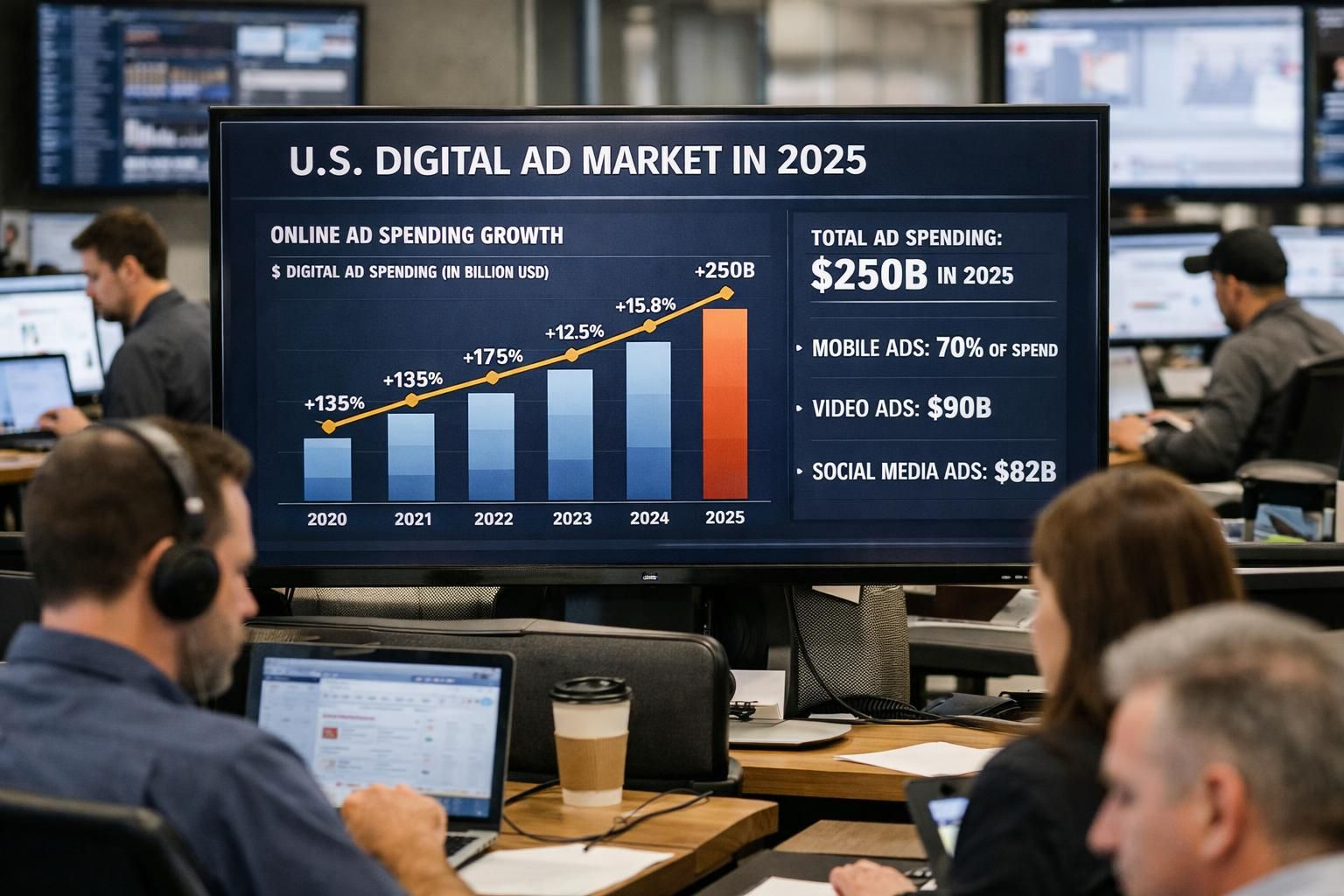 pasar iklan digital di as diperkirakan mencapai 294,6 miliar dolar pada tahun 2025, menunjukkan pertumbuhan signifikan dalam industri pemasaran online.