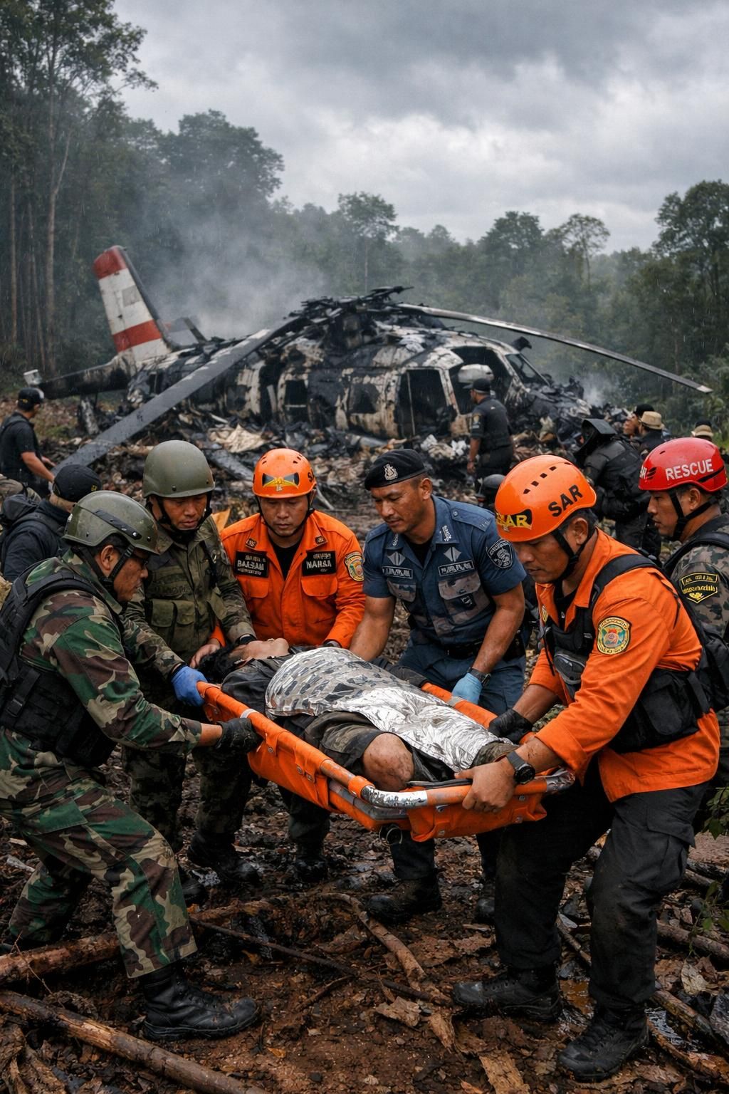 delapan orang tewas dalam kecelakaan helikopter tragis di kalimantan barat, penyelidikan dan upaya penyelamatan sedang berlangsung.