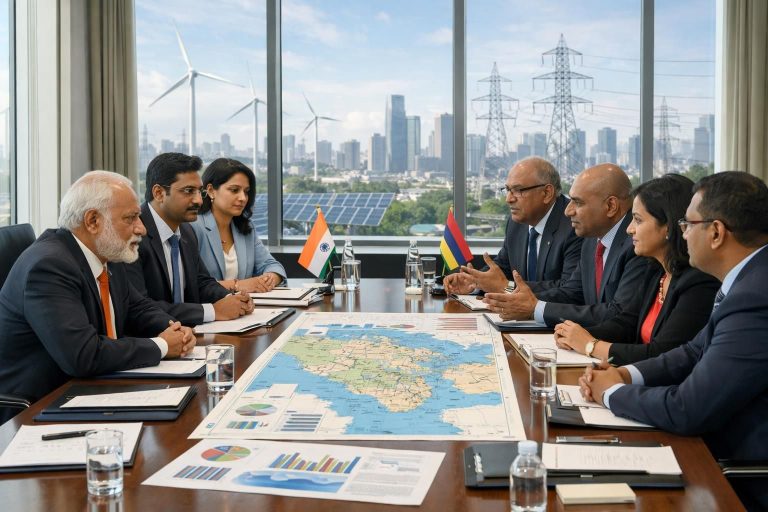 india sedang mempertimbangkan permintaan pasokan energi dari mauritius untuk menjalin kerjasama energi yang lebih erat.