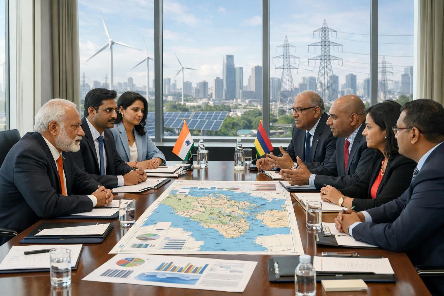 india sedang mempertimbangkan permintaan pasokan energi dari mauritius untuk menjalin kerjasama energi yang lebih erat.