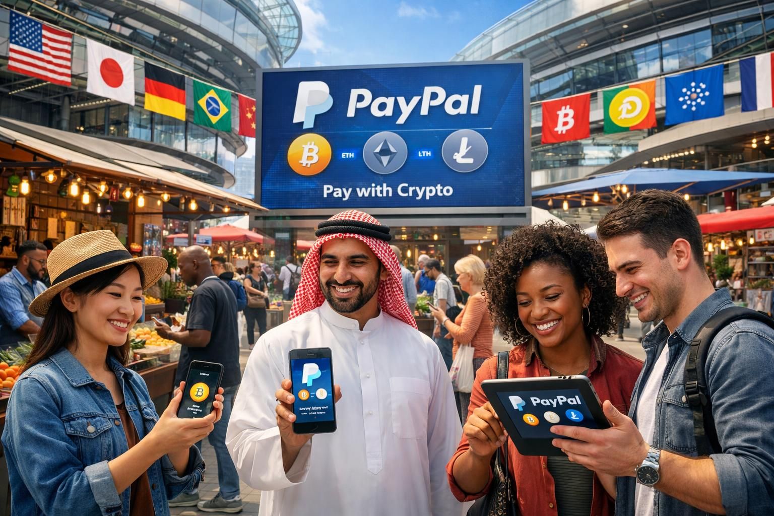 paypal melanjutkan integrasi pembayaran kripto di beberapa pasar, memungkinkan pengguna melakukan transaksi dengan mata uang digital secara mudah dan aman.