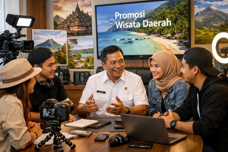 pemerintah mendorong pengembangan konten kreatif sebagai strategi utama untuk mempromosikan pariwisata daerah, meningkatkan daya tarik dan kunjungan wisatawan lokal maupun internasional.