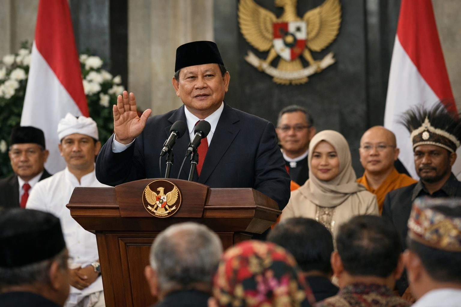 presiden prabowo menyerukan pentingnya persatuan dan saling memaafkan di seluruh indonesia setelah perayaan nyepi, untuk memperkuat kerukunan dan kebersamaan bangsa.