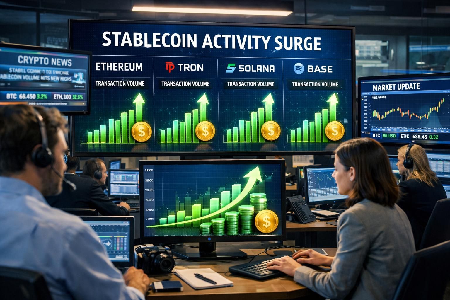 stablecoin mengalami peningkatan signifikan dalam volume transaksi di berbagai blockchain utama, menunjukkan pertumbuhan adopsi dan penggunaan yang meluas dalam ekosistem kripto.